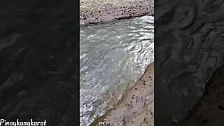 chubby asian wife gives outdoor pov blowjob then creampie scream