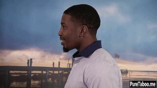 Sexy blonde teen bounces tight pussy on massive black cock interracial