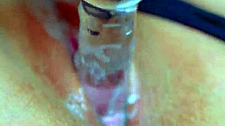 oh man... my puffy asian pussy slides on this glass dildo so sensual and wet