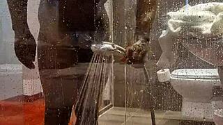 budapest shower tease with hung amateur star part 1