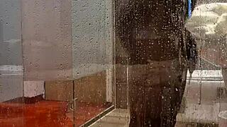 budapest shower tease with hung amateur star part 1