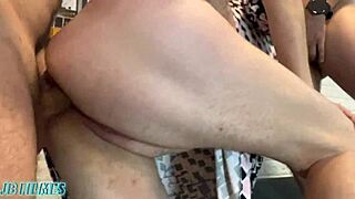 friends rip into grandma's ass for wild double creampie