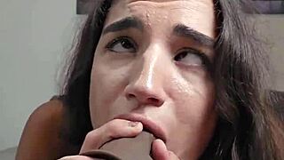 she slips into elegant lingerie, grabs her dildo, and fucks her tight pussy slow