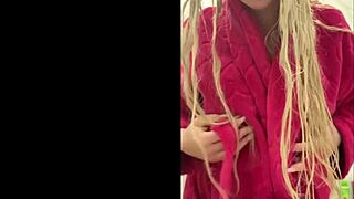 college girl with massive tits teases in homemade pov striptease