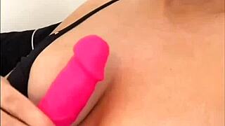 horny british girlfriend masturbates with dildo on webcam