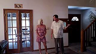 blonde wife risks facial doggy fuck while hubby might catch her
