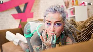 Dreadlocks Hippie Pornstar's Sloppy Blowjob Big Cock Anal Creampie Ride