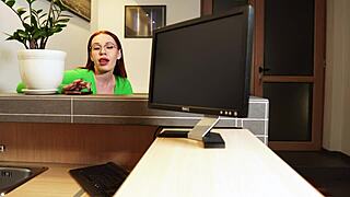 Redhead teen sneaks out of shower for sneaky bent over pounding