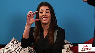 British Couch Voyeur in Skirt Humiliates Shy Guy Upclose