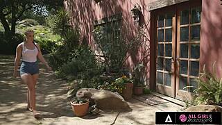 Cadence Lux massages Lena Paul after her husband leaves licking hairy pussy rimming in oil