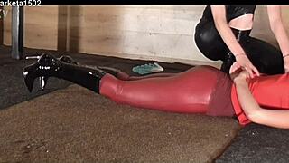 submissive teen whore bound for rough group cum drenching