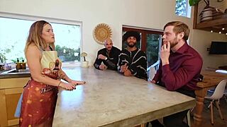 Taboo family thanks-giving turns wild as chloe kream squirts from aderes quin and steve rickz double stuffing her