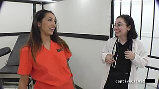 stefania mafra welcomes you to rikers in latex gloves handcuffs and heels spreading her big tits ass