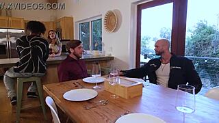 Taboo family thanks-giving turns wild as chloe kream squirts from aderes quin and steve rickz double stuffing her