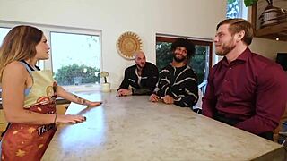 Taboo family thanks-giving turns wild as chloe kream squirts from aderes quin and steve rickz double stuffing her