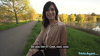 public agent megan love rides big cock cowgirl outdoors after pickup 😈