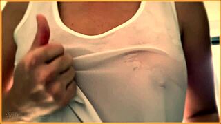 i love flashing my wife's huge wet tits in that sheer singlet