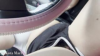 chubby dakota marr drives town flashing hairy pussy masturbating dirty talk public car play