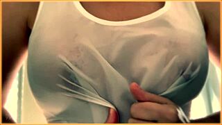 i love flashing my wife's huge wet tits in that sheer singlet