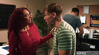 big tits milf teacher dominated in double penetration threesome