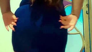 Sigilosabbw sneaks backstage flashing her huge oiled ebony ass and belly for swingers pt2