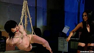 that handcuffed lesbian gets her ass fucked deep while bound and dominated hard