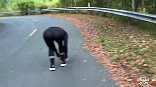 Morning Run Stranger with Big Tits and Ass Bent Over for Rough Creampie Fuck