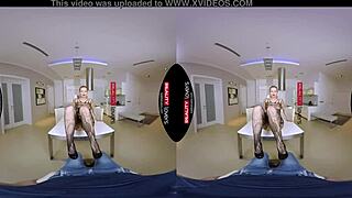 Mommy in fishnets deepthroats and rides cock like a total slut in pov reality!