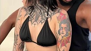 ella squirts hard from goth latina's interracial tantric massage tease