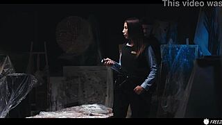 Security Girl Tricked into Handjob Bondage as Italian Babe Layla Scarlett Freezes in Time