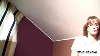 german housewife slips pantyhose aside for solo vibrator play in her cozy home