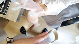 Nurse Grabs Patients Huge Cock For Kinky Handjob Cum Covered Gloves In Hospital!