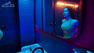 Picked up bella mur and sofia simens toilet pussy lick strapon fuck