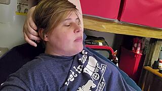 Clara Crisp milf bbw gets ready backstage for giantess fetish filming bts with hairy armpits