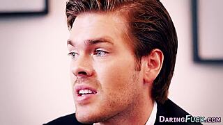 Classy babe swaps jizz after big cock threesome