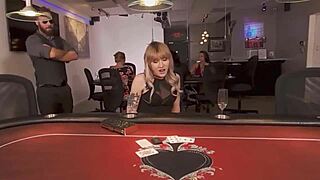 Shemale devours croupier cock hard!