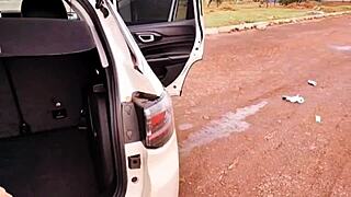 stepmom catches me in her car drops anal creampie surprise outdoors 🌳🍑