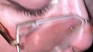 split tongue girl gags on cock deepthroats sloppy then takes facial