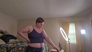 Clara Crisp milf bbw gets ready backstage for giantess fetish filming bts with hairy armpits