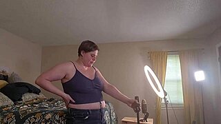 Clara Crisp milf bbw gets ready backstage for giantess fetish filming bts with hairy armpits