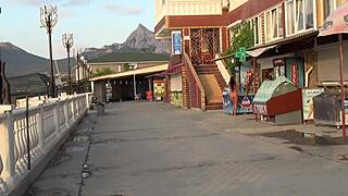 nude stroll turns naughty for milf exhibitionist on public street