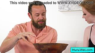 blonde milf masseuse sonia harcourt rubs natural big tits in wet nuru on brad newman 💋🛀