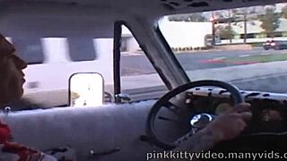 Crista Moore rams ice cream down her throat before pounding the ice cream man wildly