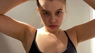 bbw teen fingers pussy then takes extreme gym dildo monster cock fuck