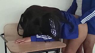 real friends fuck hard in empty classroom while she worries about recording her tight 18 yo pussy