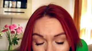 This cute tiktok redhead babe slurps cock like a pro 😍👅💦