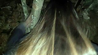 teen prostitute bends for anal in dark night bushes