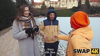 A sunday walk turns into hot threesome with latina wife swap in our bed