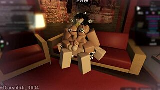 Fucking her hard on sofa in cow costume fingering pussy with follower