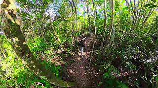 Ecstatic as Friend Shoves Cock Deep on Forest Trail